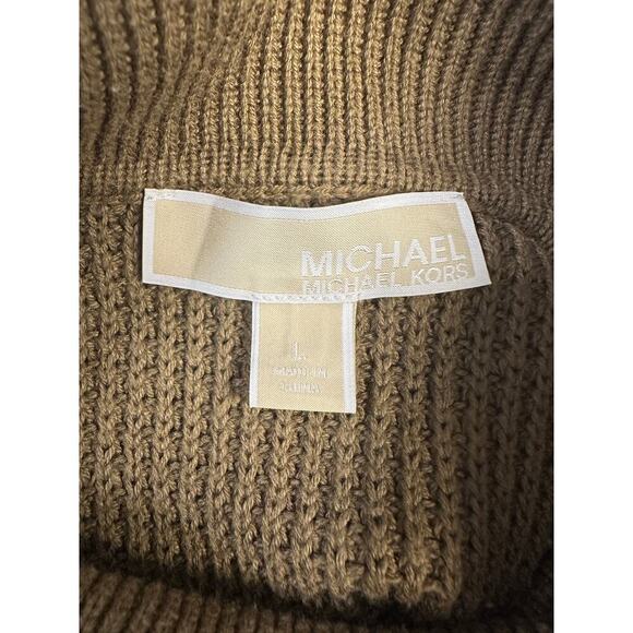 Michael Kors Camel Brown Cowl Neck Chunky Knit Sweater Women’s Large - Picture 8 of 9